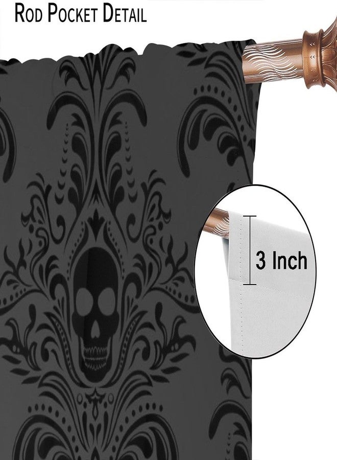 SENRUEGT Skull Curtains, Wild Plants Mushrooms Flowers Retro Home Bedroom Living Room Window Treatments Curtains 42x45 Inch - Image 4